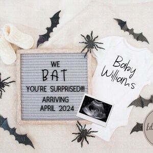 Halloween Pregnancy Announcement Digital for Social Media. Editable Fall Pregnancy Announcement.