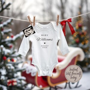 Christmas Pregnancy Announcement Digital Template for Editable Pregnancy Photo Baby Reveal for Social Media Santa Pregnancy Announcement