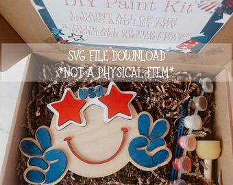 Fourth of July Paint Kit Digital File: Patriotic Laser Cutout (SVG, PDF)