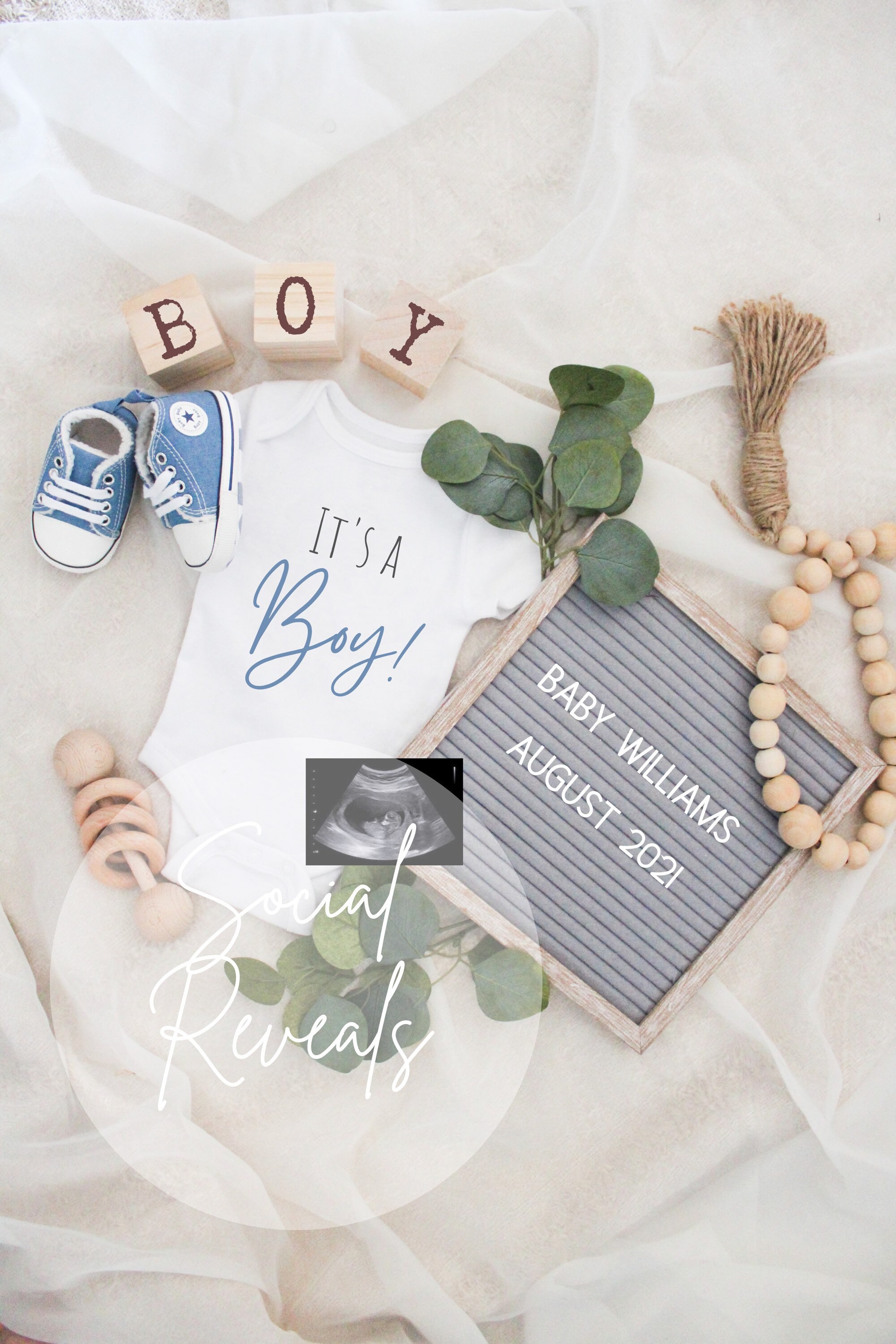 It's A Boy Digital Pregnancy Announcement for Social Media. Gende…