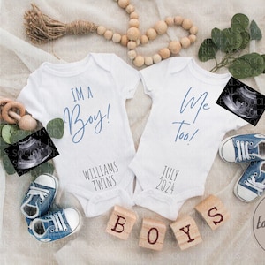 Twin Boy Digital Pregnancy Announcement for Social Media Gender Reveal Twin Boy Editable Pregnancy Announcement for Instagram