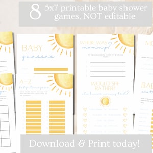 Here Comes the Son Baby Shower Game Bundle for Baby Shower Printable Games for Boy Baby Shower