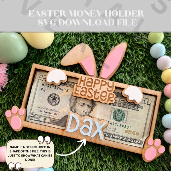 Easter Money Holder SVG File Bunny Money Holder Gift Idea for Laser Cut File