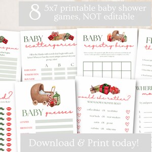 Baby Shower Christmas Games Bundle. Instant Download Games for Winter Baby Shower. Digital Game Package. Printable.
