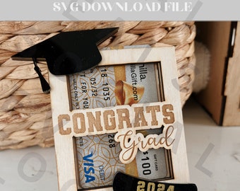 Graduation Gift Card Holder SVG File Grad Gift Card Holder Gift Idea for Laser Cut File