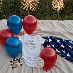 July 4th Pregnancy Announcement Patriotic Baby Reveal Birth Announcement Editable Template Pregnancy Fourth Of July