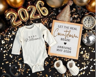 New Year's Eve Pregnancy Announcement Template (Digital Download)