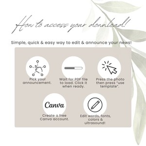 Puede incluir: C&oacute;mo acceder a tu descarga. &iexcl;Una forma sencilla, r&aacute;pida y f&aacute;cil de editar y anunciar tus noticias! Elige tu anuncio, espera a que el archivo PDF se cargue, presiona la foto y luego presiona "usar plantilla", crea una cuenta gratuita de Canva y edita palabras, fuentes, colores y ultrasonidos.
