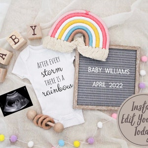 Regenboog baby zwangerschap aankondiging Instagram baby aankondiging sjabloon voor zwangerschap