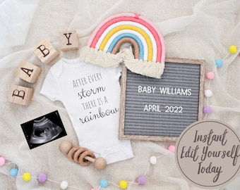 Rainbow Baby Pregnancy Announcement: Editable Social Media Template (Digital Download)
