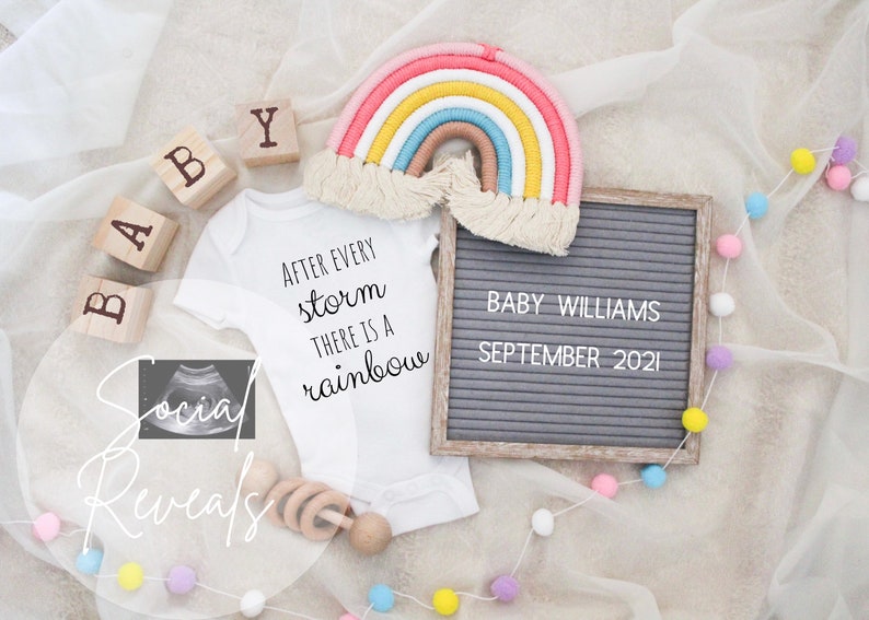 Due Date. After every storm Neutral Pregnancy Announcement Custom Pregnancy Announcement Rainbow Baby Digital Pregnancy Announcement