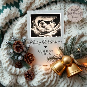 Pregnancy Announcement Christmas Digital Template for Winter Pregnancy Editable Photo Announcement for Social Media Baby Reveal