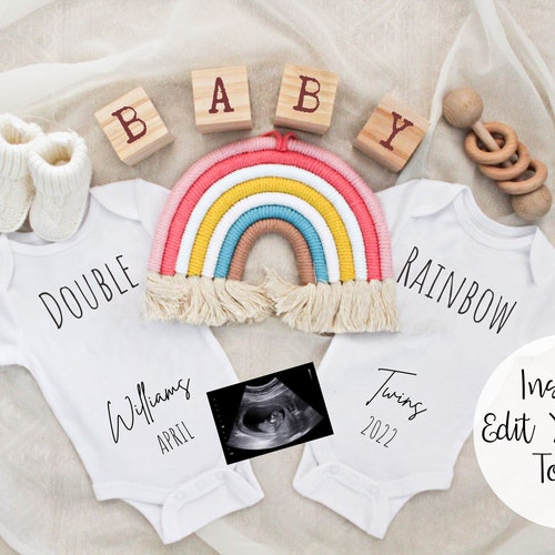 Editable Twin Pregnancy Announcement for Social Media Etsy