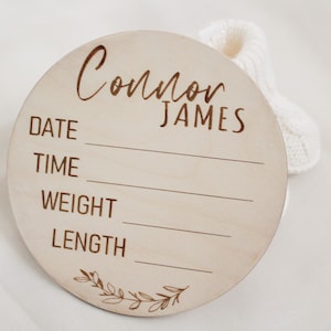 Wood Birth Stat Signs for Birth Announcement of Baby Hospital Stats