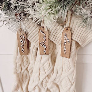 Stocking Tags for Christmas. Wood Bead Name Tags. Wooden Tags for Stockings. Family Stocking Tags. Custom.