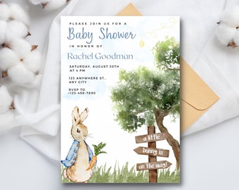 Peter Rabbit Baby Shower Invitation, Editable Template (Digital Download)