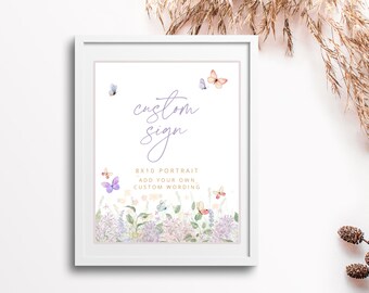Butterfly Baby Shower Table Sign Template: Floral Spring (Digital Download)