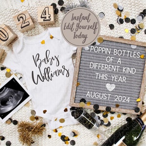 New Year Pregnancy Announcement for Social Media Baby Reveal Digital Pregnancy Photo Announcement for New Years Eve