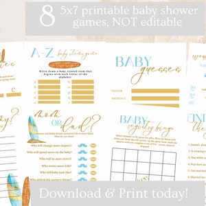 Baby on Board Shower Games Bundle. Surf Instant Download Games for Baby Shower. Digital Game Package. Printable. Shower Decor.