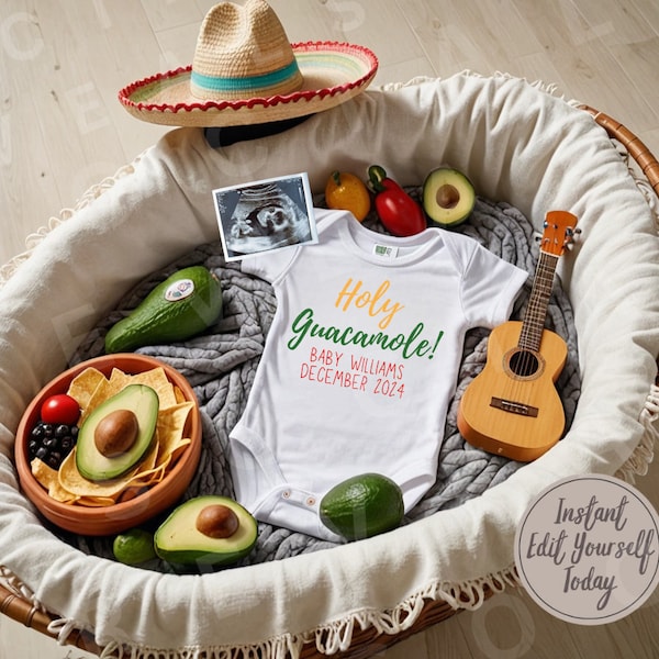 Cinco De Mayo Pregnancy Announcement Digital Taco Editable Template Pregnancy Holy Guacamole