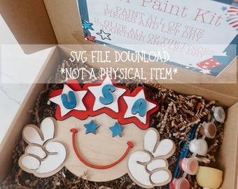 July 4th Paint Kit Digital File: Patriotic Laser Cutout (SVG, PDF)
