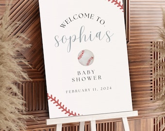 Modello di cartello di benvenuto per baby shower a tema baseball (digitale)