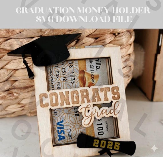 Graduation Gift Card Holder SVG File Grad Gift Card Holder Gift Idea for  Laser Cut File