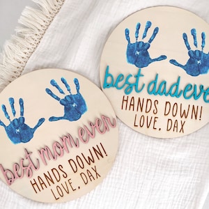 Mother&#39;s Day Gift. Father&#39;s Day Gift. Best Ever Hands Down. Handprint Gift from Children. Gifts for Mom. Gifts for Dad.