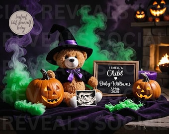 Halloween Pregnancy Announcement: Baby Brewing Social Media Reveal (Digital)
