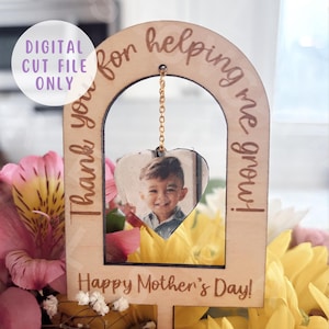 Arquivo SVG para seleção de flores para o dia das mães Ideia para presente de dia das mães para arquivo cortado a laser Flor de madeira Pick