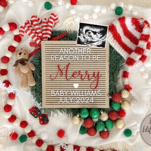 Christmas Pregnancy Announcement Digital Holiday Baby Announcement Editable Template for Social Media