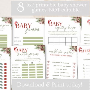Baby Shower Christmas Games Bundle. Santa Baby Instant Download Games for Winter Baby Shower. Digital Game Package. Printable.