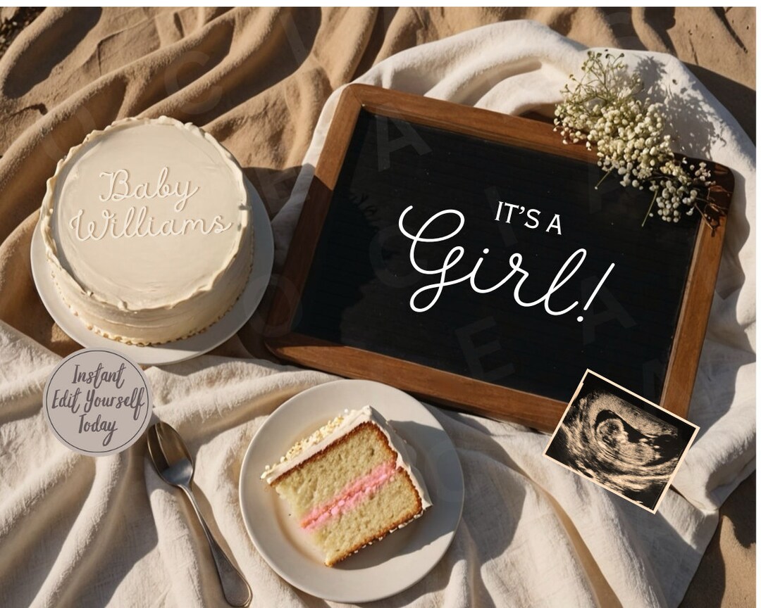 Cake Gender Reveal Girl Announcement, Social Media (digital Photo) Etsy — free download