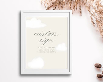 Cloud Baby Shower Sign Template: Editable Neutral Decor (Digital Download)
