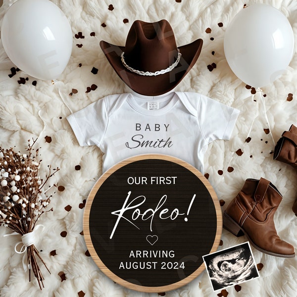 Digital Pregnancy Announcement Country Baby Reveal Birth Announcement Editable Template Pregnancy First Rodeo