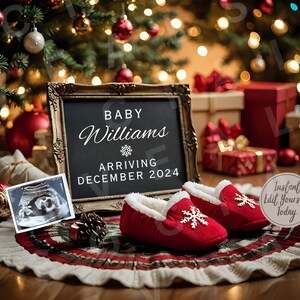 Digital Pregnancy Announcement Christmas for Social Media Baby Reveal Photo Announcement Pregnancy