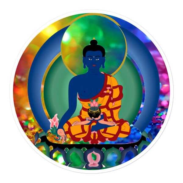 Medicine Buddha Sticker, Medicine Buddha Thanka, Bubble-free stickers