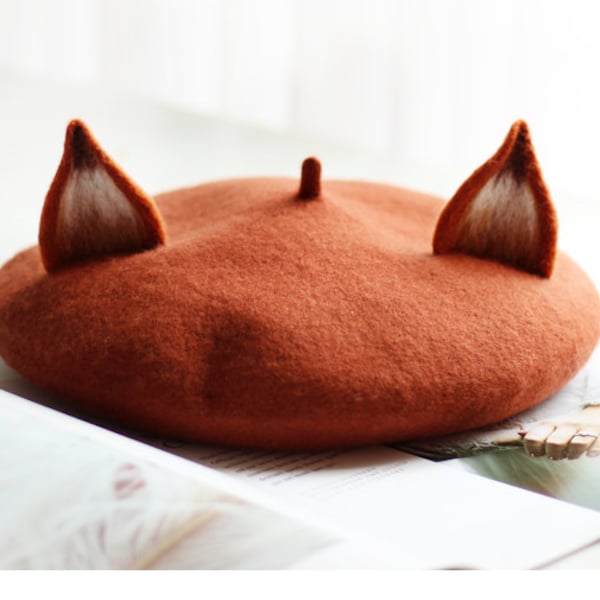 Fox Beret, Mushroom Berets, Fox Gifts, Foxy Mamma Hat, Fox Hat, Mushroom Gifts