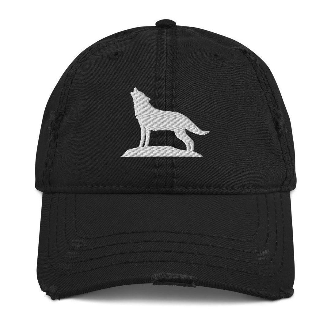 Lone Wolf Embroidered Hatdistressed Dad Hat Wolf Costume Etsy
