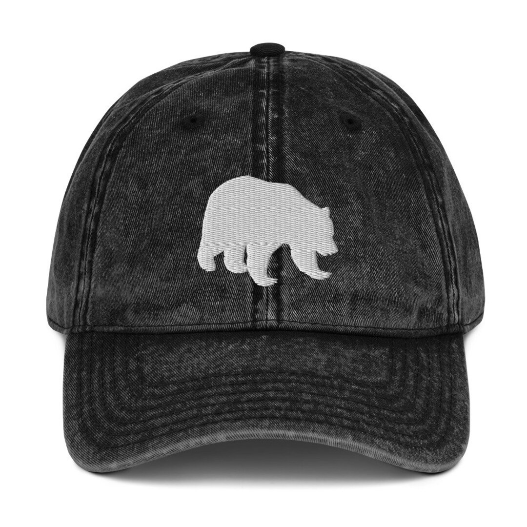 Bear Hat Bear Embroidered Vintage Twill Cap Bear Gifts Bear Etsy