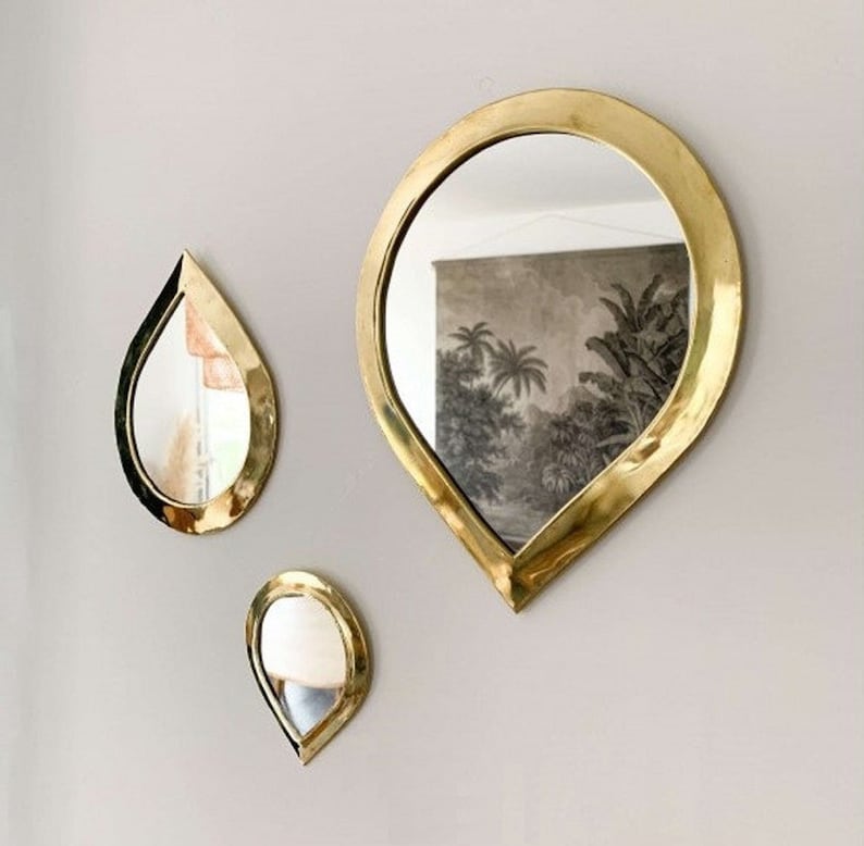 SET of 4 WATER DROP Wall Decor Mirror Asymmetrical Wall Etsy