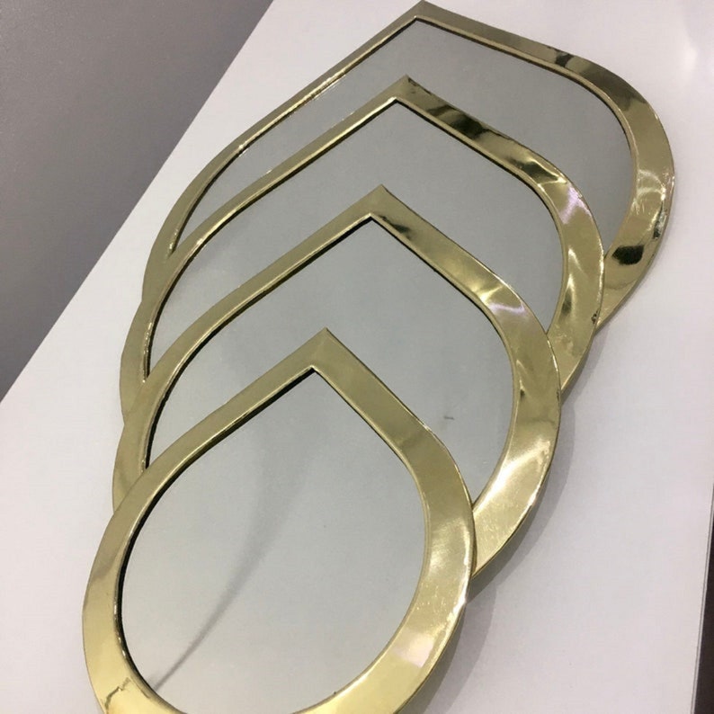 SET of 4 WATER DROP Wall Decor Mirror Asymmetrical Wall Etsy