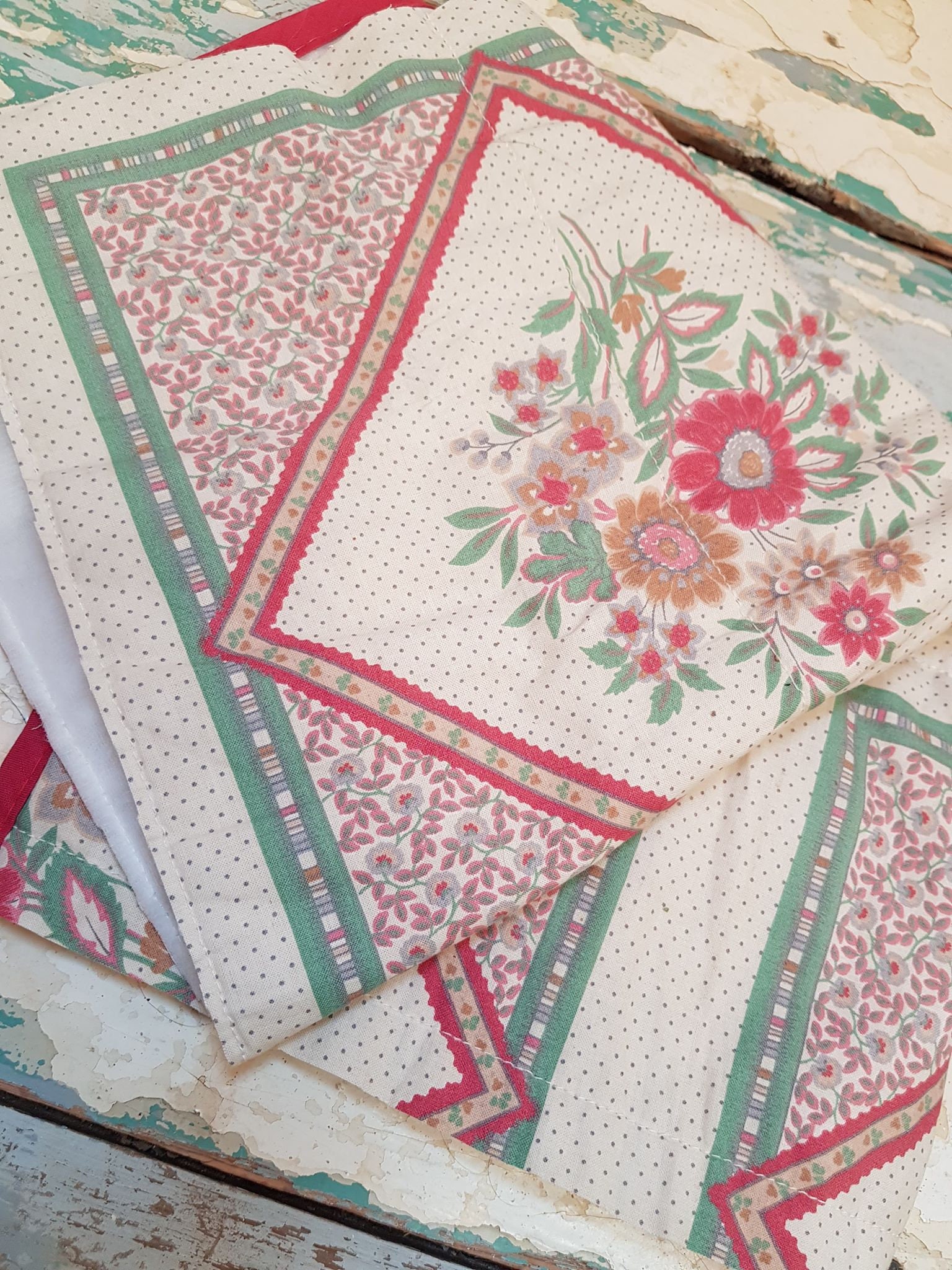 PROVENCEV, French Vintage Quilt , Two Sided Piece for Patchwork ,crafts