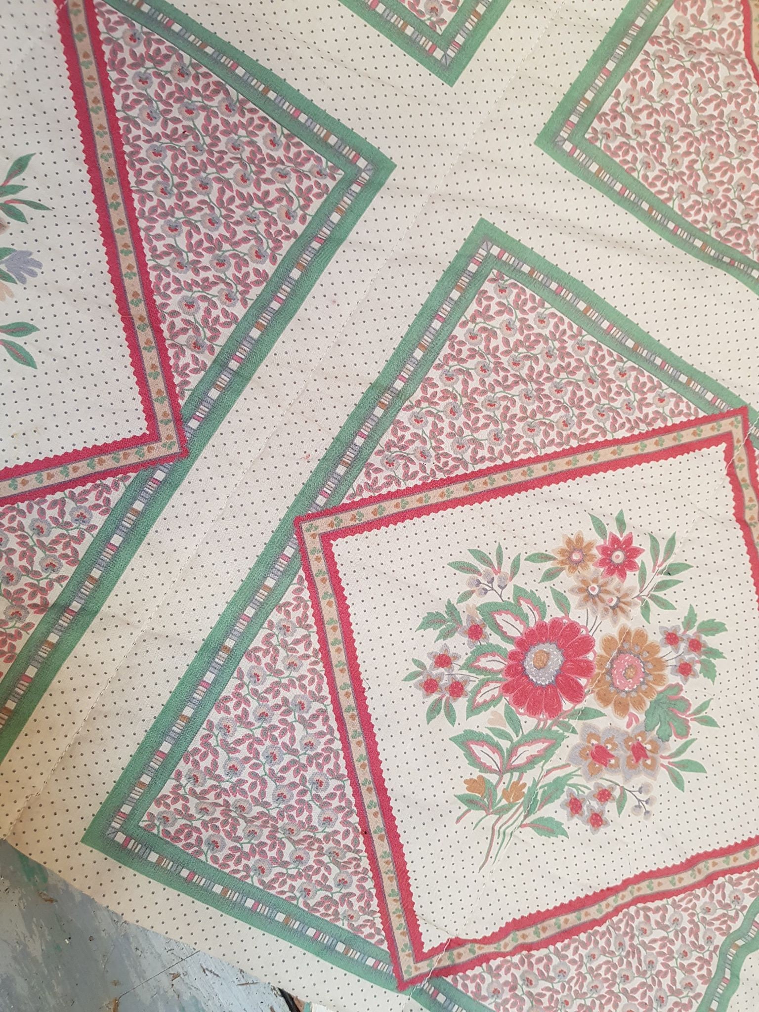 PROVENCEV, French Vintage Quilt , Two Sided Piece for Patchwork ,crafts