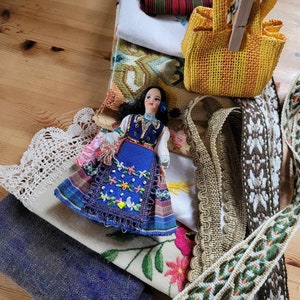 POUPÉE EUROPÉENNE, lot de pièces de rebut vintage, coton et lin, pièces de tissu pour projets, couture lente, travaux manuels, patchwork