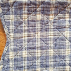 BLUE AND WHITE check,,Vintage quilt piece for crafts, sewing,patchwork , arts,  remnants, scraps