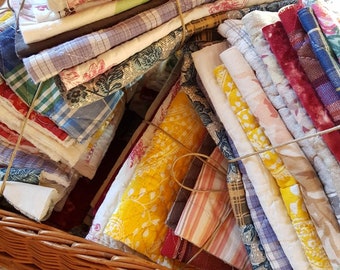 Scrap pack vintage quilt , remnants,bundles ,pieces for  arts, crafts, hearts, sewing. ready to ship