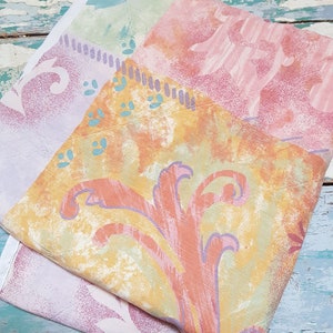 PINK AND YELLOW,Vintage quilt piece for crafts, sewing,patchwork , arts,  remnants, scraps