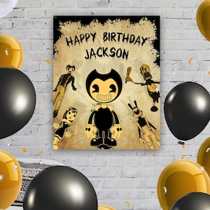 Pôster de aniversário temático da Bendy Ink Machine 16” x 20” (40 x 50 cm)