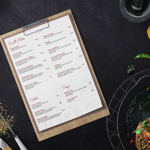 Diseño de menú de restaurante editable, plantilla de menú de Canva, diseño de menú en papel estándar de Word, diseño de menú de restaurante-cafetería en Powerpoint,